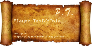 Pleyer Teofánia névjegykártya